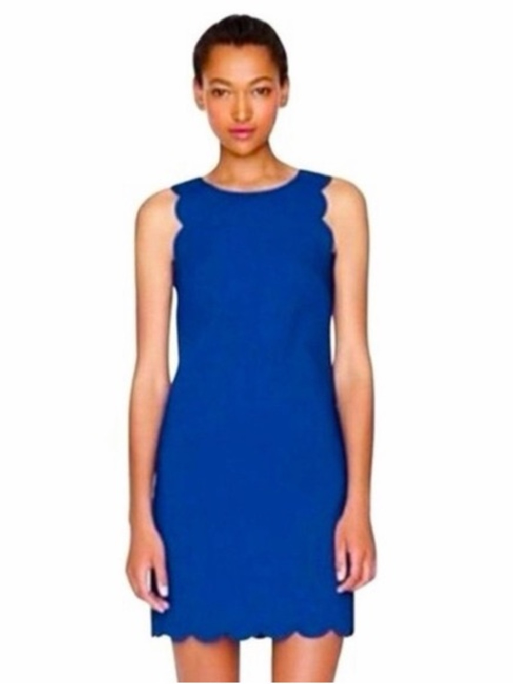 J. Crew Cobalt Scallop-Edge Sleeveless Shift Dress